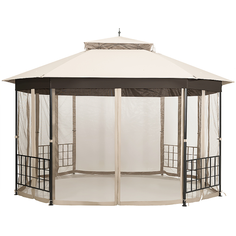 Steel Paneled Beige Mesh Covered 10' x 12' Gazebo product
